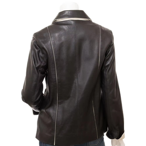 Chaqueta de Cuero de Oveja Genuina para Mujer, Diseño Personalizado con Logotipo, Impermeable, Rellena, Transpirable, para Todas las Temporadas, Teñido Liso, Personalizada - Product Image 2