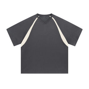 Nouvel Arrivage T-shirt Col V Délavé à l'Acide pour Homme 2026 – Meilleure Vente Qualité Supérieure Coupe Boxy en Jersey - Product Image 1