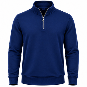 Pull en tricot à col montant pour homme, couleur bleu royal unie, coupe classique, manches longues, vêtements d'hiver - Product Image 2