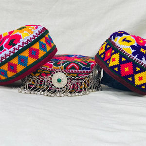 <b>Top</b> Trending Mirror Work Pakistan Made Afghani Style Women Caps Low MOQ Breathable Afghan Style Cap Hats for Girls - Product Image 3