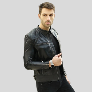 Men Leather Jacket Luxury Fashion Leather Coat Premium Design Zipper Jacket for Winter Outdoor Wear protection in <b>cooler</b> weather - Product Image 3
