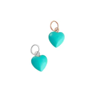 Sleeping Beauty Turquoise Gemstone Heart Shape Sterling Silver Small Silver Gold Charm Stone Heart Pendant