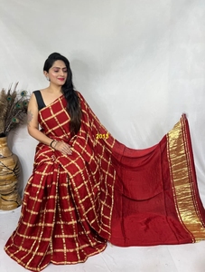 Sari de Seda Modal Pura Gajji Ghatchola Bandhani |   Sari de Boda Artesanal Tradicional de Gujarat - Product Image 2
