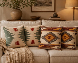 Juego de 4 Fundas de Almohada Boho Kilim Tejidas a Mano, Cojines Decorativos de Lana y Yute, Estilo Tribal del Suroeste, Decoración para el Hogar - Product Image 6