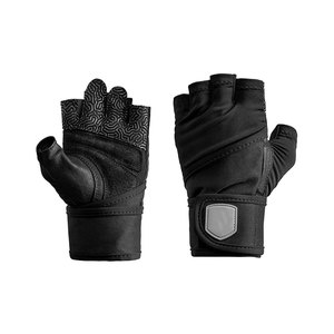 <b>Half</b> Finger Gym Gloves Black PU Leather Adjustable Wrist Strap Non <b>Slip</b> Weight Lifting Fitness Unisex - Product Image 1