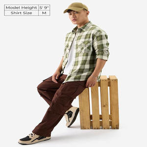 Camisas informales con estilo para hombre, camisas de vestir bávaras ajustadas a cuadros de manga larga, tela Dobby transpirable antibolitas - Product Image 1