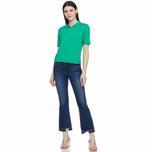 Chemises pour femmes de haute qualité en tissu jersey tricoté, best-seller, vêtements décontractés, nouveau style, vente en gros, logo personnalisé, service OEM - Product Image 1
