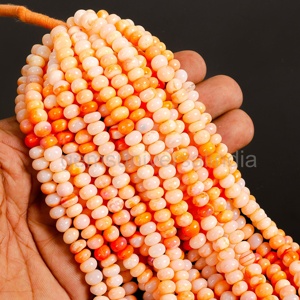 Natural Peach Opal Rondelle Gemstone Beads Shaded Candy Opal Smooth Beads For Jewelry Making Wholesale 16 Inch 8mm Opal Stone - Product Image 5