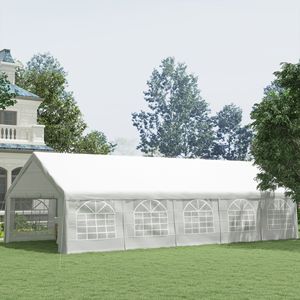 Tenda Carport Bianca Resistente 32x16ft con Pareti in PVC Rimovibili e Telaio in Acciaio - Impermeabile e Tessuto in Poliestere - Product Image 4