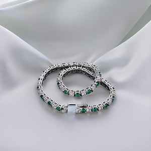 Sterling <b>Silver</b> Emerald Luxury Vintage IGI Certified <b>Bangle</b> Dainty Minimalist Design Gemstone Jewelry Handmade Women Wholesale - Product Image 5