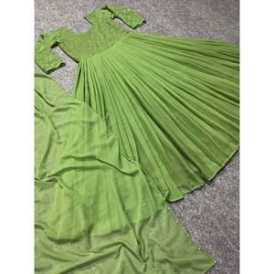 ชุดสูทและกางเกง anarkali สำหรับใส่ไปงานปาร์ตี้ที่สวยงามมีขนาด XL - Product Image 5