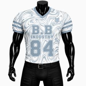 Maillot de football gris clair en polyester imprimé par sublimation, respirant, en maille, anti-humidité, col en V, manches courtes, B.B.I. - Product Image 1
