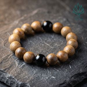 กำไลข้อมือไม้กฤษณาแบบใหม่ รุ่นคลาสสิก AL-SB-0016-12 พร้อมลูกปัดปะการังฟอสซิล 2 เม็ด ลูกปัดไม้กฤษณา 14 เม็ด ขนาด 12 มม. เครื่องประดับสำหรับทุกเพศ - Product Image 3
