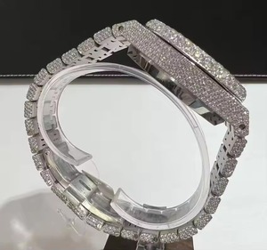 Montre chronographe de luxe pour homme, entièrement sertie de diamants, style hip-hop, mouvement mécanique en acier inoxydable, verre saphir, boîtier polygonal de 43 mm - Product Image 5