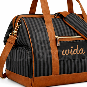 Sac de sport et de voyage personnalisé dernière génération en polyester avec garniture en cuir PU, grande capacité, fermeture éclair étanche, écologique, fabricant OEM ODM - Product Image 4