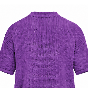 <b>Purple</b> Men Knitted <b>T</b> <b>Shirt</b> Short Sleeve Crew Neck Textured Casual Top Custom Printed Streetwear Summer Fashion Wholesale Apparel - Product Image 4