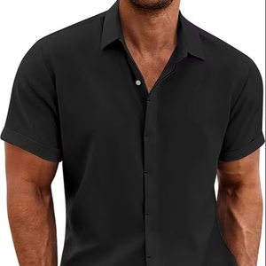 Camisas Casuales de Cuello Redondo para Hombre, 100% Algodón, Manga Corta, Secado Rápido, Ecológicas, Transpirables, Corte Holgado, para Playa, Verano, Bodas - Product Image 1