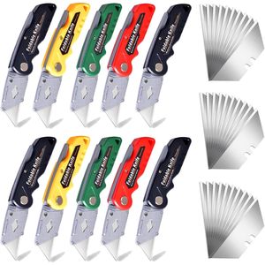 Set di 10 Coltelli Professionali Multiuso Resistenti con 30 Lame di Ricambio, Taglierino Pieghevole per Lavori Pesanti - Product Image 1