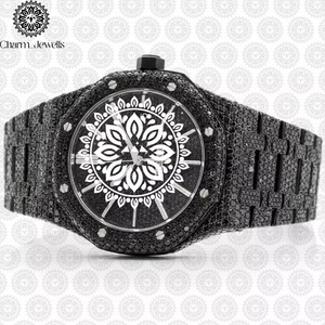 Montre de luxe en moissanite de qualité supérieure avec mouvement à quartz, en acier inoxydable, bijou de mode, disponible à la vente - Product Image 1