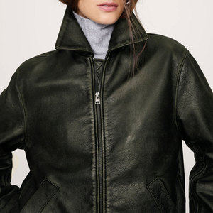 Hot Sale Cropped Motorbike Women's Leather Jacket in High Quality Genuine Sheep Leather Cropped Jacket for Women - Product Image 3