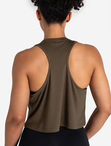 Camiseta sin mangas de algodón lisa para mujer, estilo casual, a la moda, para fitness, con cuello redondo y corte corto, al por mayor y personalizada - Product Image 3
