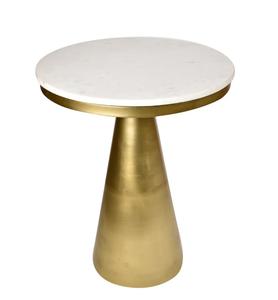 Mesa Auxiliar Moderna con Tapa Redonda de Mármol y Base de Latón, Pieza Decorativa para Sala de Estar Interior - Product Image 2