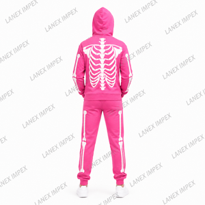 Women Skull Skeleton <b>Zip</b> <b>Up</b> Pink Hoodie Gothic Bone Print Sweatshirt Halloween Streetwear <b>Jacket</b> Custom Printed Graphic Fashion - Product Image 4