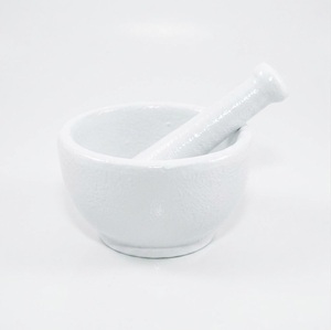 Precio de fábrica al por mayor: Juego de mortero y pilón blanco de hierro para moler especias, hierbas y triturar píldoras, herramienta de molienda para uso en cocina y laboratorio. - Product Image 5