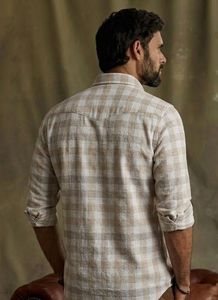 Camisa de Algodón a Cuadros para Hombre Enovate, Cuello Clásico, Manga Larga, Doble Botonadura, Estilo Casual Elegante, Transpirable, Tejido para Verano - Product Image 3
