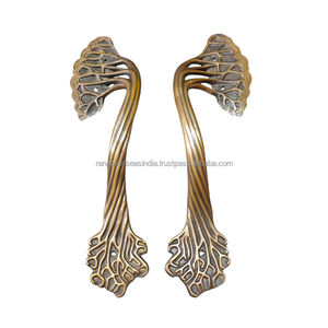 Par de manijas de puerta de latón de alta calidad de estilo clásico con acabado antiguo para todas las puertas de los hoteles de la Oficina de la casa - Product Image 4