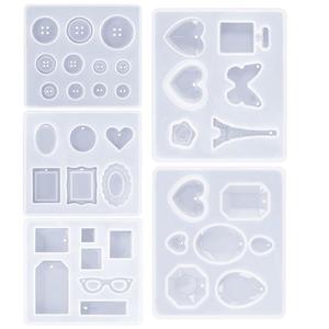 Molde de Silicona de Resina para Pendientes con Forma de Diamante, Torre, Número, Letra, Botón y Corazón - Product Image 5