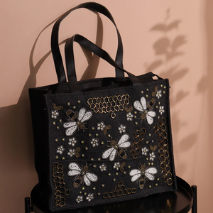 Sac fourre-tout durable et personnalisé à rayures perlées, sacs en perles acryliques faits à la main et colorés, faciles à transporter - Product Image 1