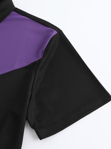 Mens Color Blocked Print for <b>Shirt</b> Short Sleeve <b>Black</b> Purple Knitted Breathable Quick Dry Casual Lightweight 220 GSM Golf - Product Image 6
