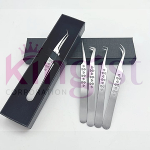 <b>Precision</b> Stainless Steel Eyelash Tweezers Set Smooth Tip Curved Straight For Beauty Application - Product Image 4
