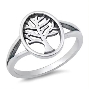 Bague en argent sterling 925, filigrane d'arbre, argent et or, arbre de vie, filigrane minimaliste, bague pour le pouce, bijoux faits à la main - Product Image 1