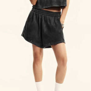 Pantalones Cortos Personalizados para Mujer, Premium, de Felpa, Corte Regular, de Algodón Grueso, Lavado Ácido, Estilo Bermuda - Product Image 1