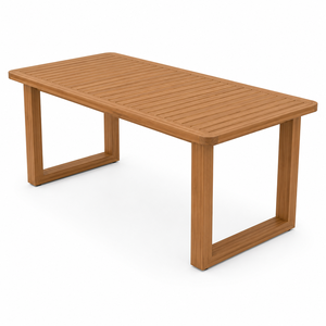 Table à manger rectangulaire en bois moderne, écologique et durable, design minimaliste en bois massif, meuble stable pour la salle à manger - Product Image 1