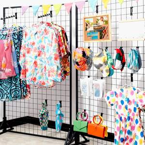 HUHOLE Paquete de 10 Ganchos Negros para Panel de Rejilla, Tipo Cascada, con 6 Bolas, Removibles, de Plástico, para Montaje en Pared - Product Image 1