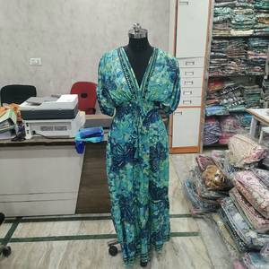 <b>Boho</b> Maxi <b>Dress</b> <b>Women</b> V Neck Puff Sleeve Elastic Waist Backless Ruffle Tiered Floral Summer <b>Dress</b> - Product Image 4
