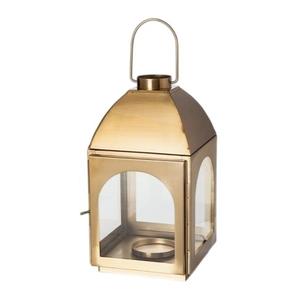 Nouvelle lanterne en métal et verre plaqué or brillant, disponible en grandes et petites tailles, pour la décoration intérieure, extérieure et de jardin. - Product Image 1