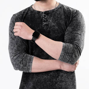 Camiseta informal y elegante de algodón 100% personalizada para hombre, lavado ácido, manga larga, corte holgado, precio bajo. - Product Image 2