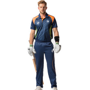 ชุดคริกเก็ตคุณภาพสูง เสื้อฝึกซ้อมพร้อมกางเกงคริกเก็ตเอวผูกเชือก ชุดทีมพร้อมโลโก้และชื่อทีม - Product Image 1