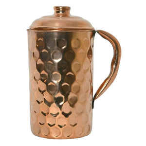Wholesale Pure Copper Water <b>Jug</b> with Lid Handcrafted Hammered Copper Pitcher Custom Logo Restaurant Tableware Drinkware - Product Image 3