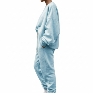 Survêtement unisexe surdimensionné marron en polyester/coton épais, fermeture éclair intégrale, col montant, coupe classique, décontracté, pour l'hiver, avec poches latérales - Product Image 3