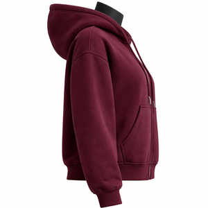 Nouveau Sweat à Capuche Zippé pour Homme Couleur Bordeaux avec Poche Avant, Veste Polaire Décontractée Coupe Classique pour l'Automne – Prix de Gros - Product Image 3