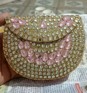 Bolso de Mano de Lujo con Bordado de Piedras Kundan, Bolso de Hombro para Mujer, para Bodas y Fiestas, Bolso de Moda Boutique - Product Image 1