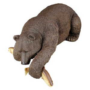 Escultura de oso de madera de cedro hecha a mano - Figuras de madera al por mayor de la India - Product Image 1
