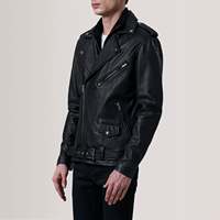Veste en cuir de mouton véritable, style motard, nouvelle mode, fermeture éclair, ceinture ajustable, vestes en cuir pour hommes