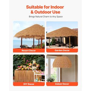 1.6x16.4 ft stile messicano Tiki Hut erba gonna tetto in paglia artificiale resistente elemento decorativo a base vegetale - Product Image 6