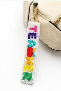 Llavero de pulsera con cuentas para profesores, mini, portátil, con cierre de broche, unisex, creativo, con patrón de letras, de tela no tejida - Product Image 4